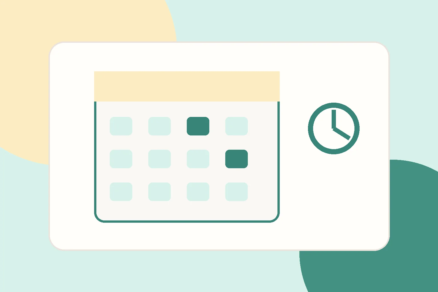 A paper calendar with plus and minus tokens in peach blue and lilac