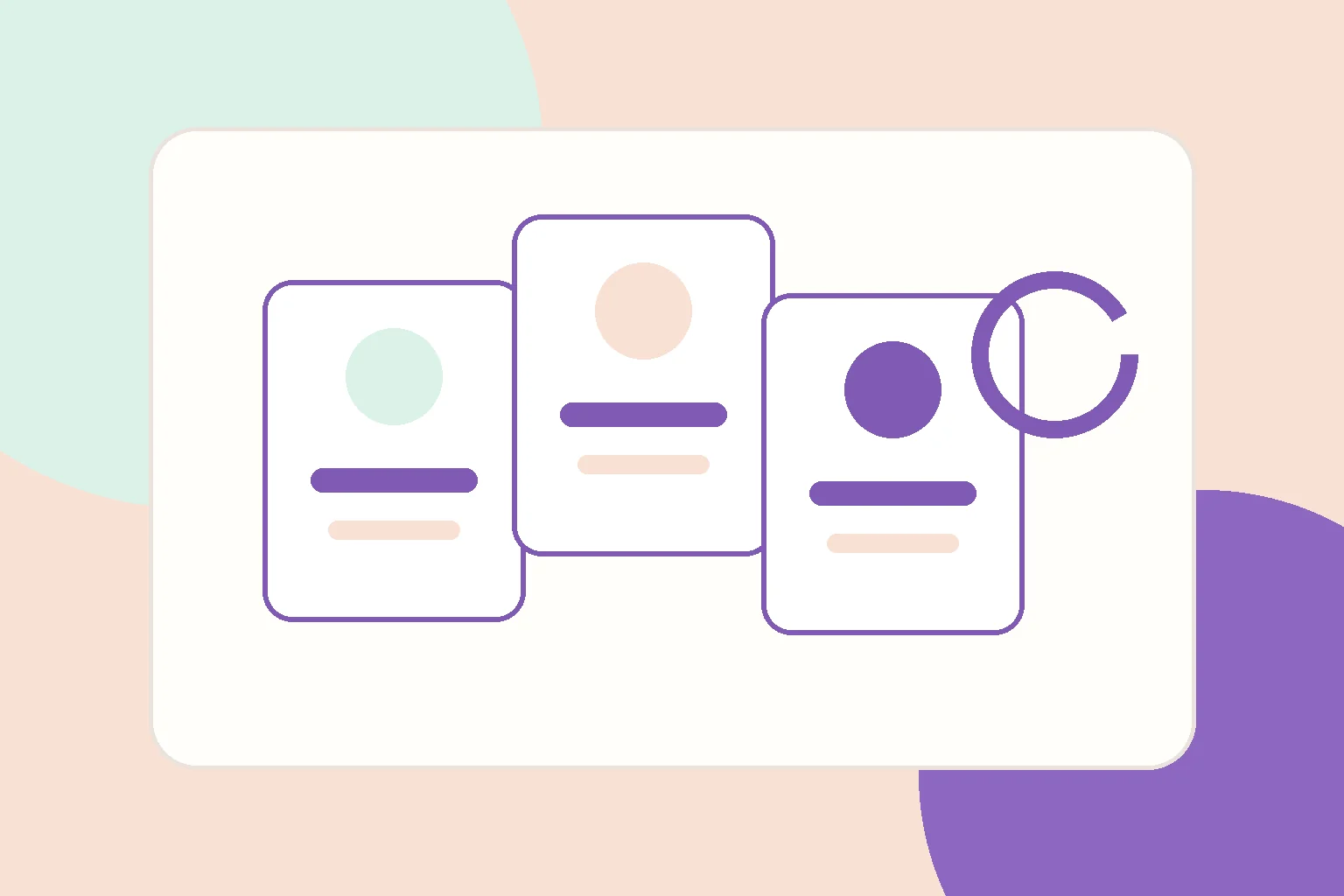 A circular year calendar surrounding a small reminder bell in warm pastel colours